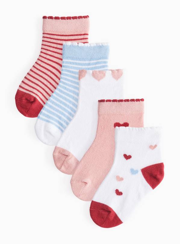 Heart Detail Socks 5 Pack 1-6 months